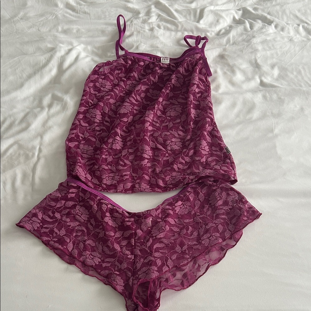 Wicked weasel Lace Chemise Set in Rich Purple